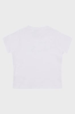 Baby T-shirt in pure cotton with multi-coloured logo, White