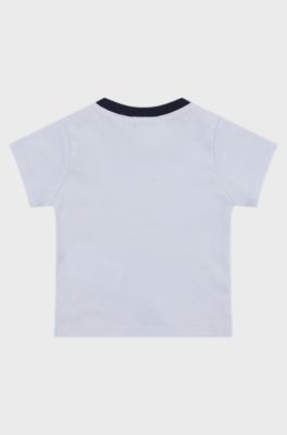 Baby T-shirt in cotton with bunny artwork and logo, Light Blue