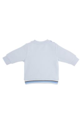 Baby sweatshirt in stretch cotton with multi-coloured logo, Light Blue