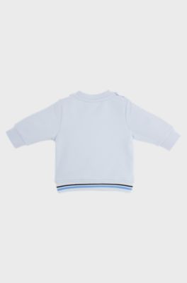 Baby sweatshirt in stretch cotton with multi-coloured logo, Light Blue
