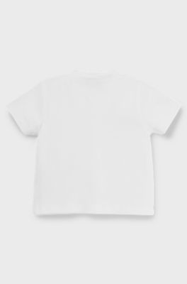 Baby T-shirt in stretch cotton with logo print, White