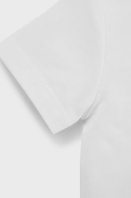 Baby T-shirt in stretch cotton with logo print, White