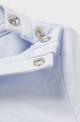 Baby long-sleeved T-shirt in cotton with logo print, Light Blue