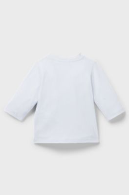 Baby long-sleeved T-shirt in cotton with logo print, Light Blue