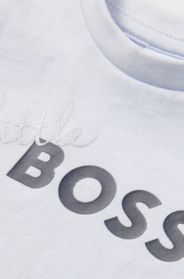 Baby long-sleeved T-shirt in cotton with logo print, Light Blue