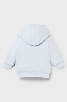 Baby cotton-blend hoodie with all-over logos, Light Blue
