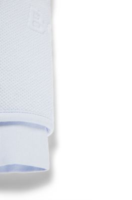 Baby cotton-blend hoodie with all-over logos, Light Blue