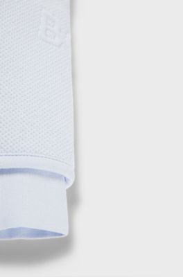 Baby cotton-blend hoodie with all-over logos, Light Blue