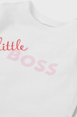 Baby long-sleeved logo T-shirt in stretch cotton, White