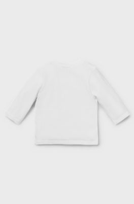 Baby long-sleeved logo T-shirt in stretch cotton, White