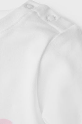 Baby long-sleeved logo T-shirt in stretch cotton, White