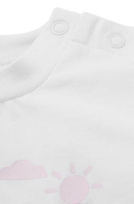 Baby T-shirt in stretch cotton with logo print, White