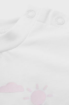 Baby T-shirt in stretch cotton with logo print, White