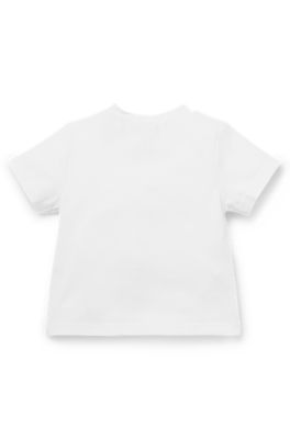 Baby T-shirt in stretch cotton with logo print, White
