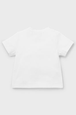 Camiseta para beb&eacute; de algod&oacute;n el&aacute;stico con logo estampado, Blanco