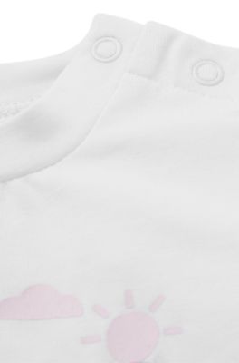 Baby T-shirt in stretch cotton with logo print, White