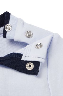 Baby sweatshirt in stretch cotton with multi-coloured logo, Light Blue