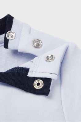 Baby sweatshirt in stretch cotton with multi-coloured logo, Light Blue