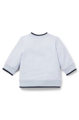 Baby sweatshirt in stretch cotton with multi-coloured logo, Light Blue