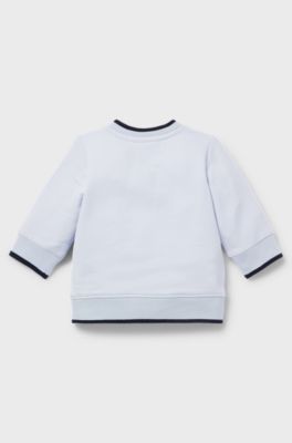 Baby sweatshirt in stretch cotton with multi-coloured logo, Light Blue