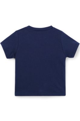 Baby T-shirt in pure cotton with logo print, Dark Blue