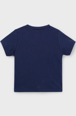 Baby T-shirt in pure cotton with logo print, Dark Blue