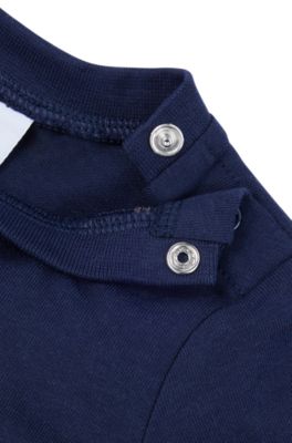 Baby T-shirt in pure cotton with logo print, Dark Blue