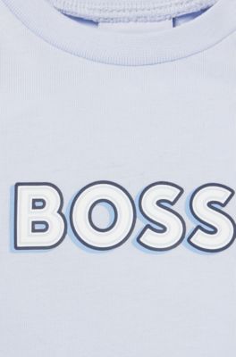Baby T-shirt in pure cotton with logo print, Light Blue