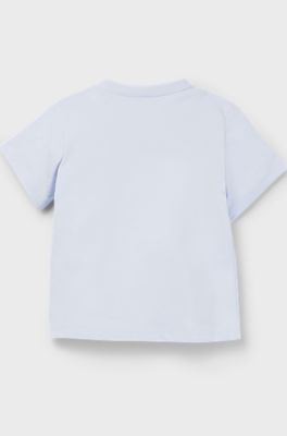 Baby T-shirt in pure cotton with logo print, Light Blue