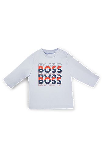 T-shirt med lange ærmer til babyer med logoprint, Lyseblå