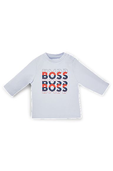T-shirt med lange ærmer til babyer med logoprint, Lyseblå