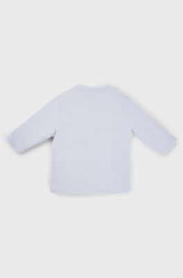 Baby long-sleeved T-shirt with repeat-logo print, Light Blue