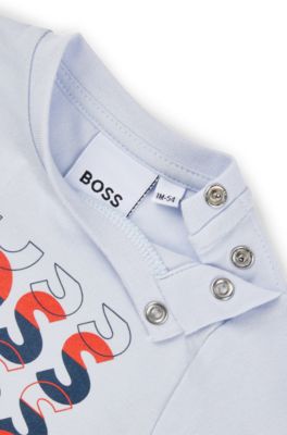 Baby-Longsleeve mit wiederholtem Logo-Print, Hellblau