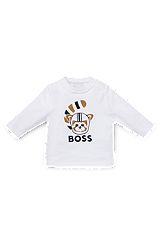 Baby long-sleeved T-shirt with red panda design, White
