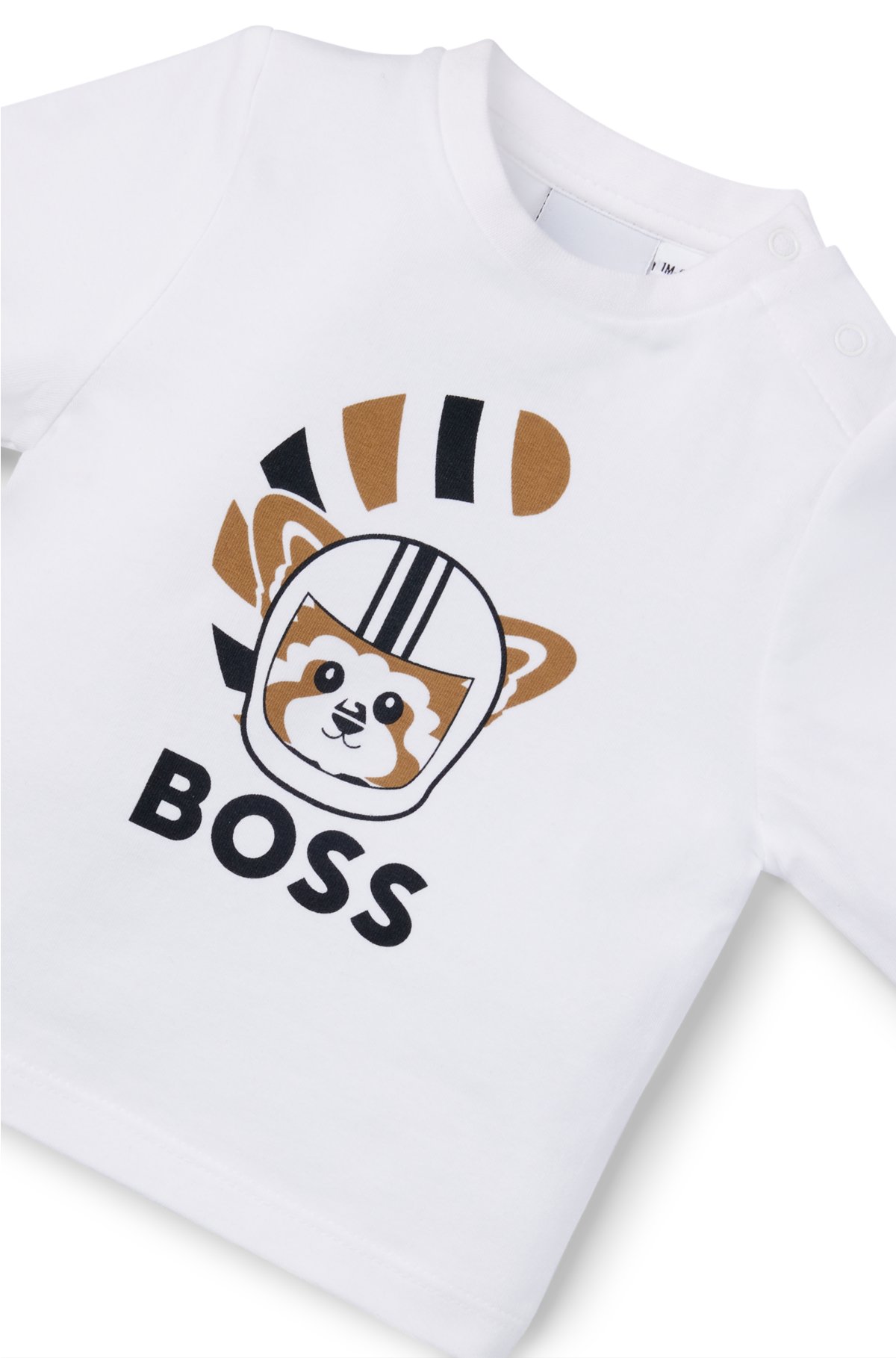 Baby long-sleeved T-shirt with red panda design, White