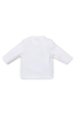 베이비 레드 판다 디자인 롱 슬리브 티셔츠, 화이트