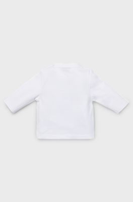 Baby long-sleeved T-shirt with red panda design, White