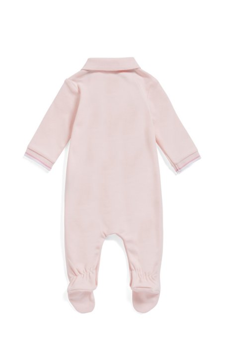 Boss Baby Girl Sleepsuit In Interlock Cotton With Woven Logo