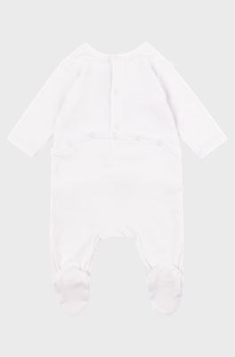 Baby sleepsuit with bunny artwork and logo, White