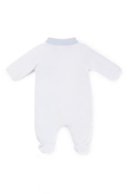 Gift-boxed velvet sleepsuit for babies with polo collar, White