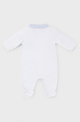 Gift-boxed velvet sleepsuit for babies with polo collar, White