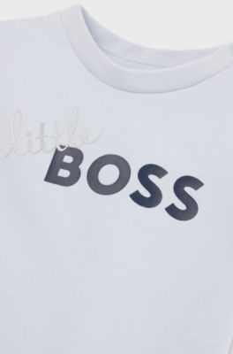 Gift-boxed velvet sleepsuit for babies with polo collar, White