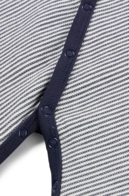 Pijama para beb&eacute; en algod&oacute;n con rayas y logo, Azul oscuro