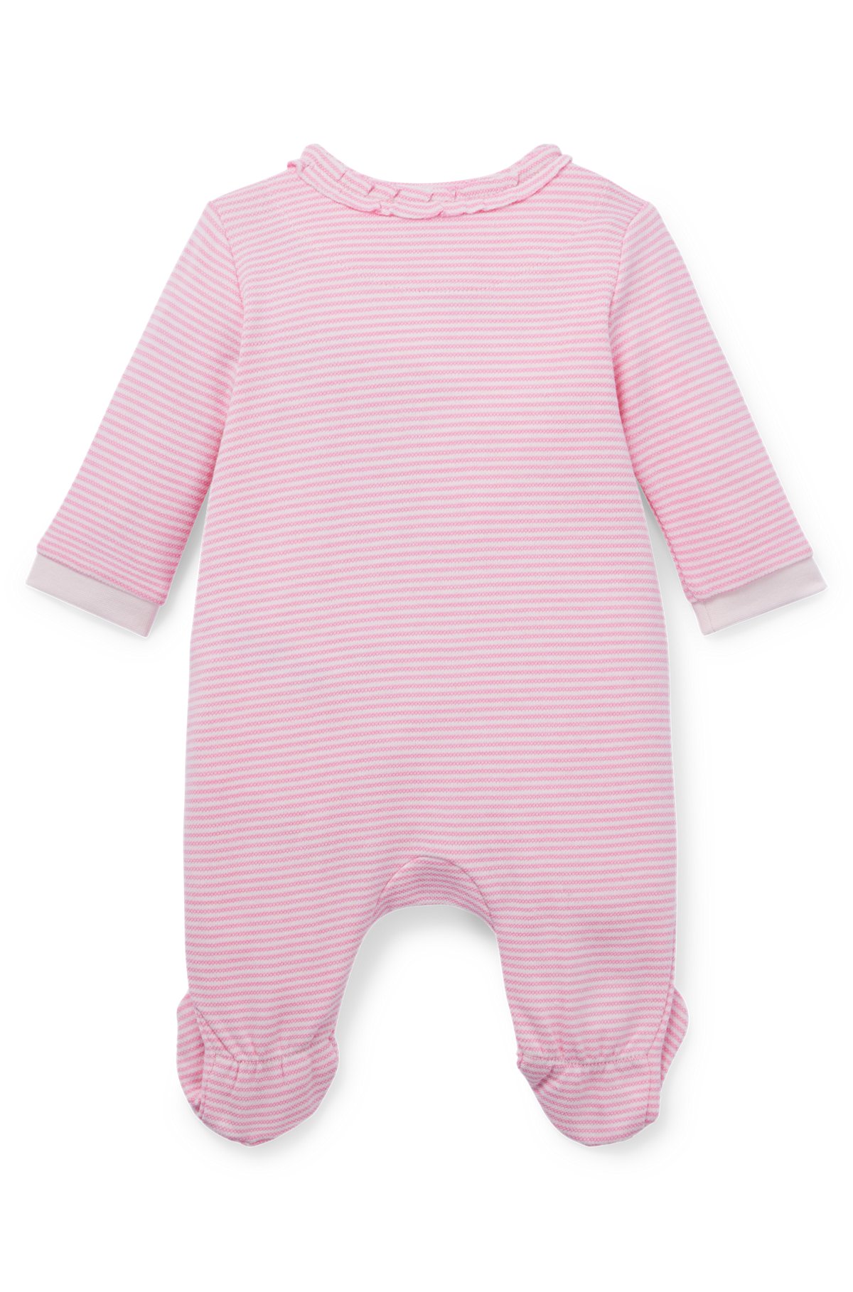 Pijama para bebés en puro algodón con volante en el ribete, Rosa estampado