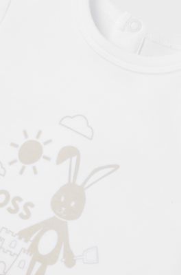 Baby sleepsuit in pure cotton with logo artwork, White