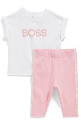 Set con T-shirt e leggings da neonato con logo stampato in rilievo, A disegni