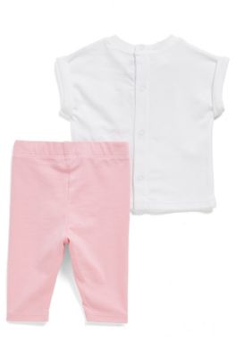 Set con T-shirt e leggings da neonato con logo stampato in rilievo, A disegni
