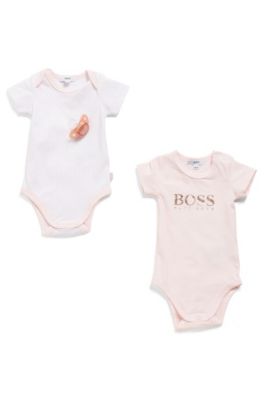 Boss Two Pack Of Baby Bodysuits With Short Sleeves