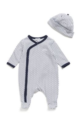 Boss Gift Boxed Set Of Baby Monogram Sleepsuit And Hat