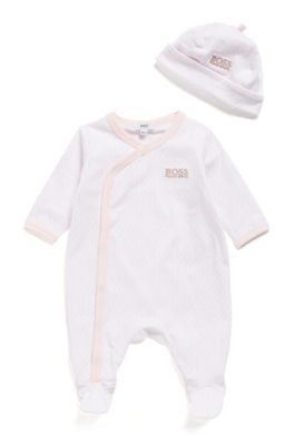 Boss Gift Boxed Set Of Baby Monogram Sleepsuit And Hat